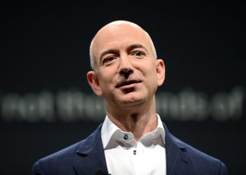Jeff Bezos against a dark background